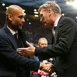 Pep Guardiola and David Moyes at Old Trafford last week.