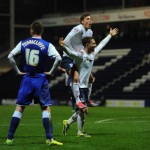 Joe Garner Celebrates a goal for Preston